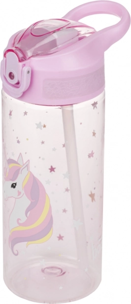 Tritanska steklenička za pitje s slamico Rainbow Unicorn 500 ml