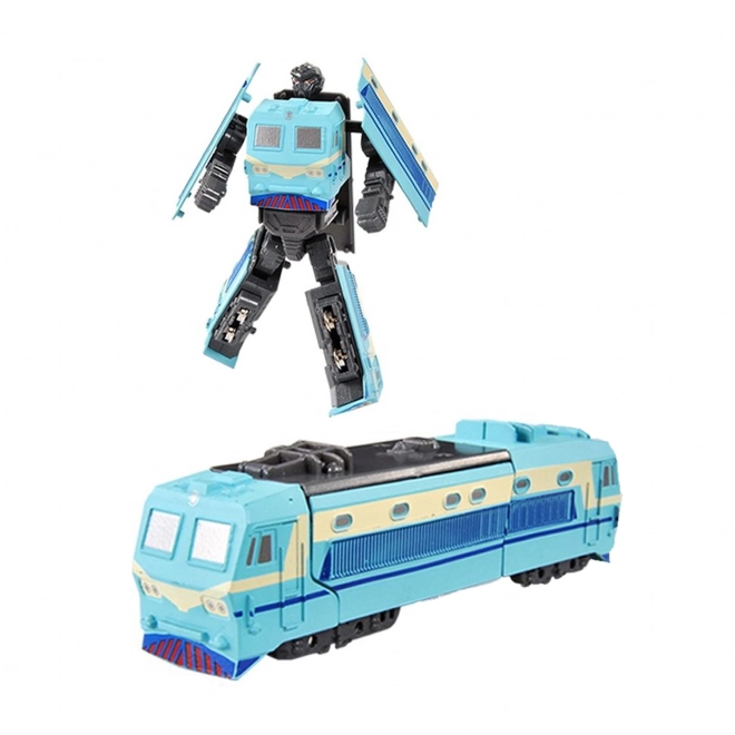 Kovinski robot preoblikljiv v modro lokomotivo