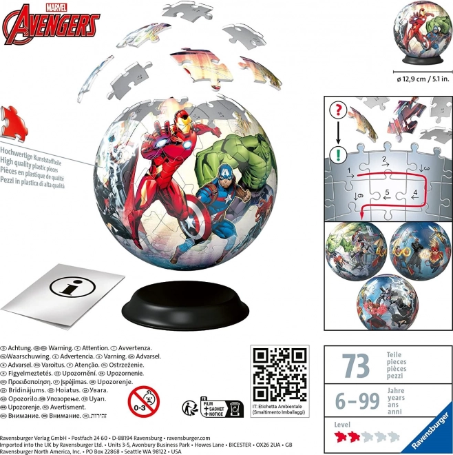 Puzzle-Žoga Marvel: Maščevalci 72 delov