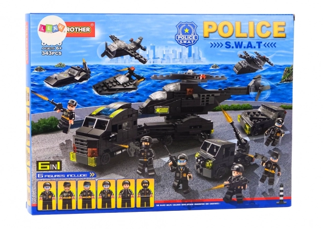 Policijske vojaške figurice Set gradbenica 6v1- 343 kosov