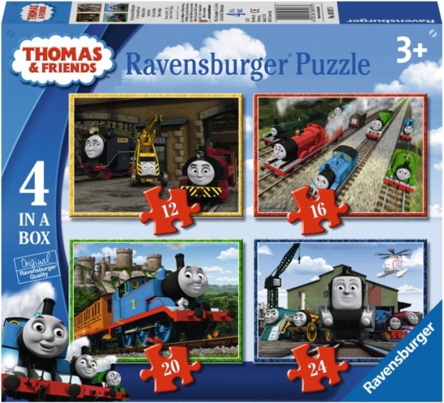 RAVENSBURGER sestavljanka Vlak Thomas 4v1 (12,16,20,24 koščkov)