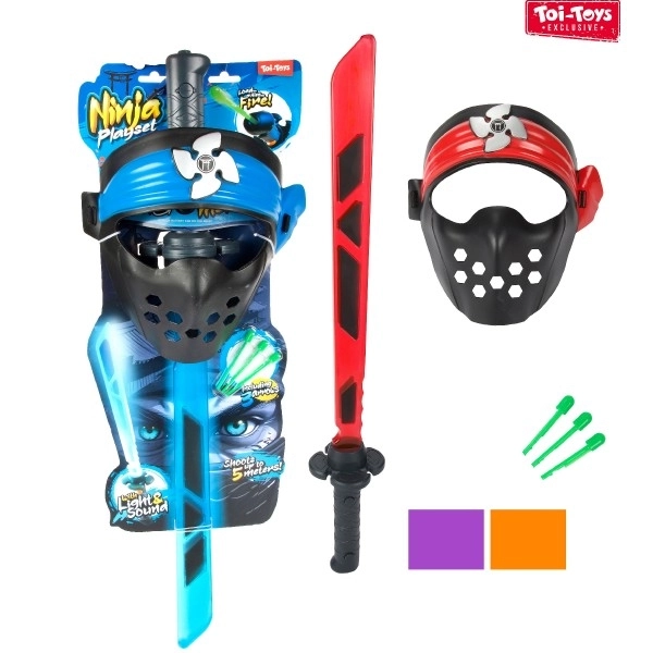 Ninja komplet meč + maska + puščice z zvokom in svetlobo