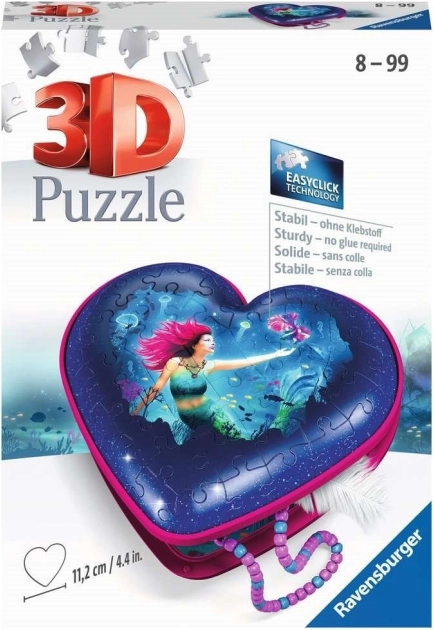 RAVENSBURGER 3D sestavljanka srce morska deklica – škatlica za nakit, 54 koščkov