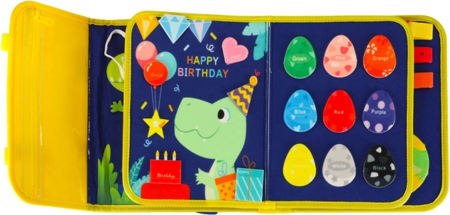 Montessori senzorična manipulativna deska z motivom dinozavra modra