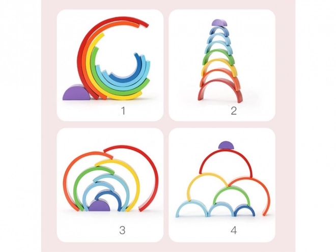 Montessori izobraževalna lesena sestavljanka barvna mavrica + naloge ZA5328
