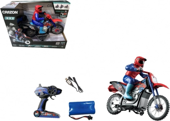 Kaskaderski RC motor 1:10 rdeč s kadilnimi in svetlobnimi učinki