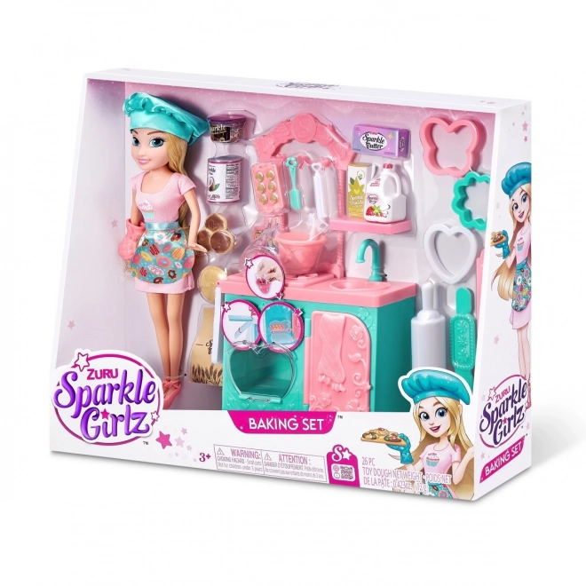 Pekovska garnitura Sparkle Girlz s punčko 27 cm
