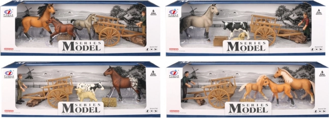 Set svet živali s figurico, samokolnico in konji