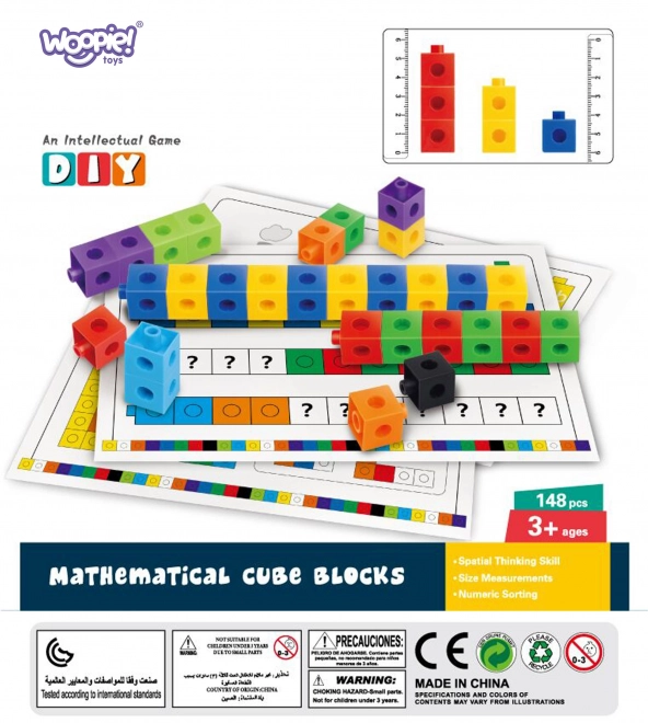 Woopie matematična konstrukcijska igrača s kockami in vzorci 148 delov