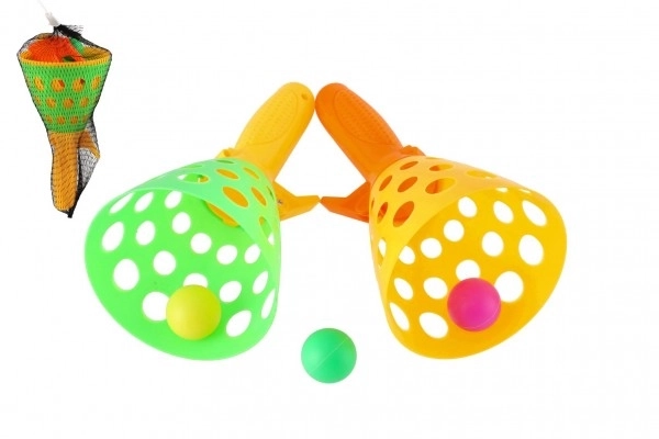 Lovljenje žoge igra / lovljenje žogice 2 kosa plastika 19 cm + 3 žogice v mreži