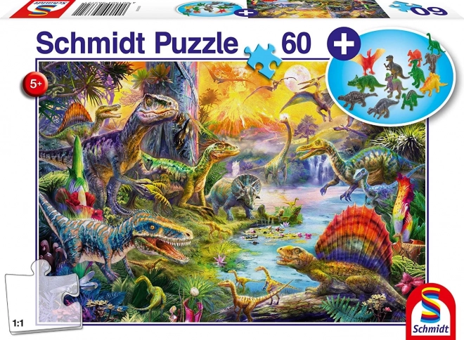 Sestavljanka dinozavri 60 koščkov z darilom figurice – SCHMIDT