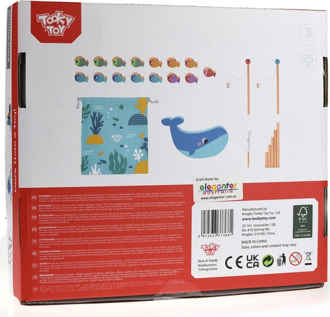 Tooky Toy Lesena Igra Kit in Ribice Večfunkcijska 4 v 1