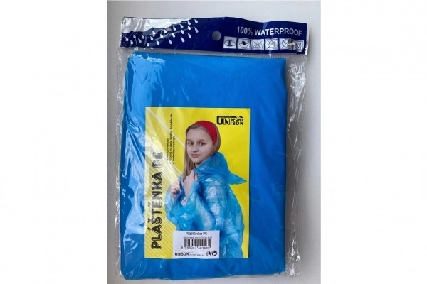 Polietilenska dežna plaščka univerzalna velikost v vrečki 9x13cm