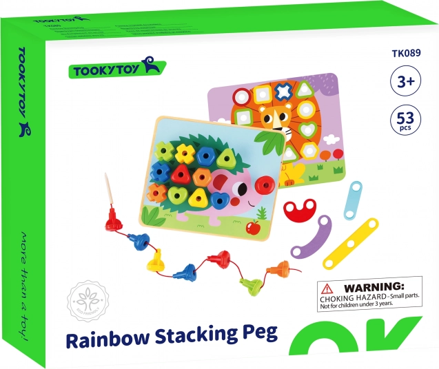 Večnamenska tabla Tooky Toy z barvnimi vijaki za učenje oblik