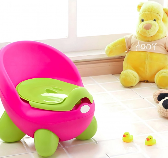 Otroški nočni kahlica ECOTOYS roza-zeleni z nedrsečimi nogami