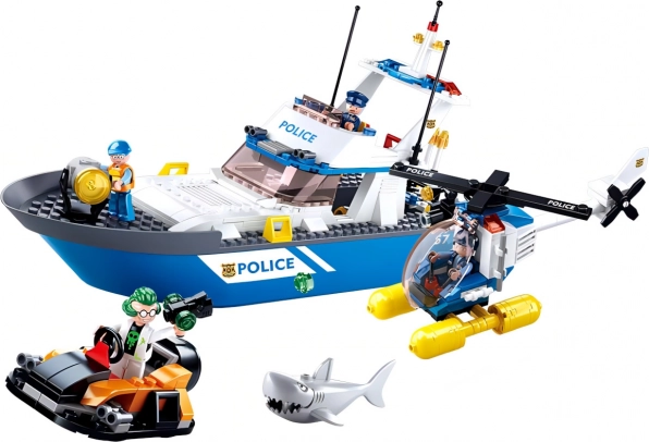 Sluban Policija Ladja in Helikopter Set
