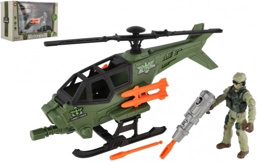Vojaški helikopter z vojakom in dodatki – plastični igralni set