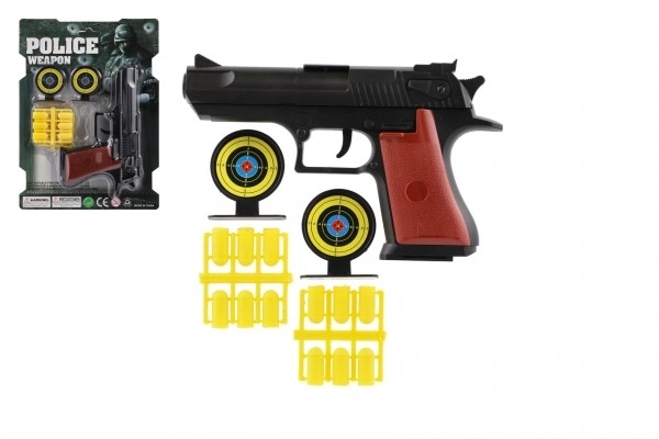 Pištola za zamaške 17cm plast + strelivo 12 kos + tarča 2 kos na kartonu