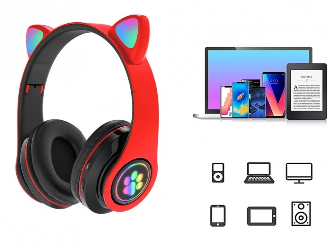 Brezžične slušalke bluetooth radio fm mp3 mačja ušesa led osvetlitev