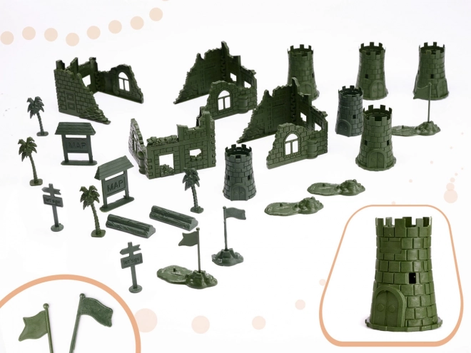 Set vojaških figuric + vojaška baza 114 delov