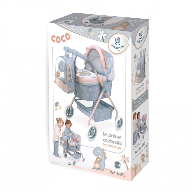DeCuevas 86080 Moj prvi voziček za punčke z nahrbtnikom COCO 2024 - 56 cm