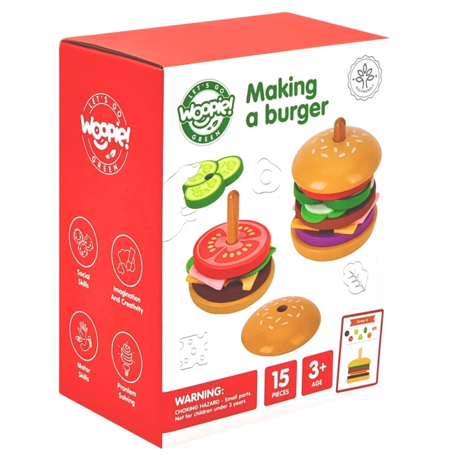 Lesena restavracija za burgerje WOOPIE GREEN za otroke