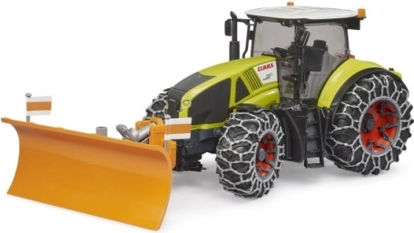 Bruder traktor Claas Axion 950 s snežnimi verigami in plugom