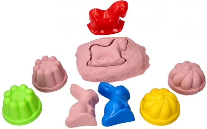 ADAM TOYS Kinetični pesek roza 2 kg + kalupi in lopatka