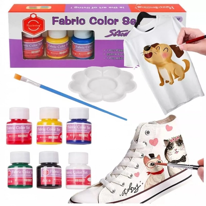 Set barv za tekstil 6 barv z dodatki