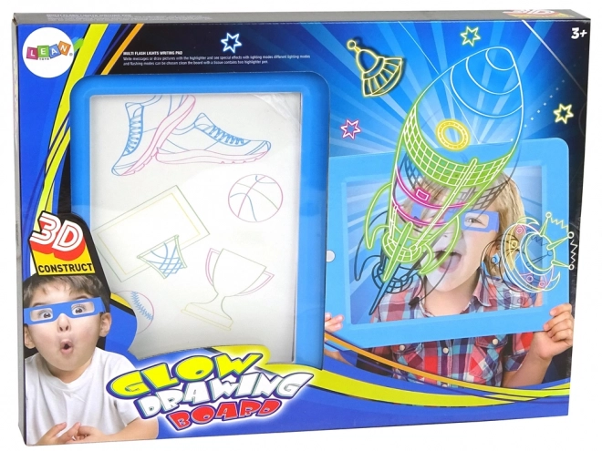 Čarobna osvetljena 3D očala na tabli modra