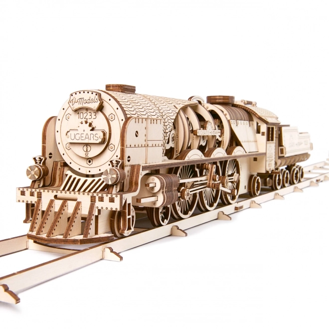 Ugears 3D sestavljanka - Lokomotiva V-express z vagonom 538 kosov
