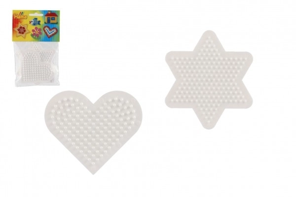 Podloga za likalne perlice Hama MIDI - zvezda, srce plastika 2 kosa v vrečki 9x9cm