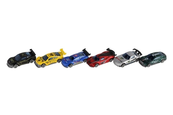 Avto dirkališče 6 kos kovina/plastika 8cm na prosti tek v škatli 10,5x27x4cm