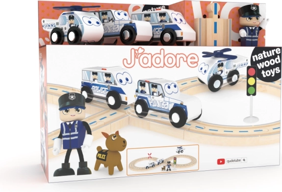 Lesena policijska vlakovna proga set 25 kosov J’adore