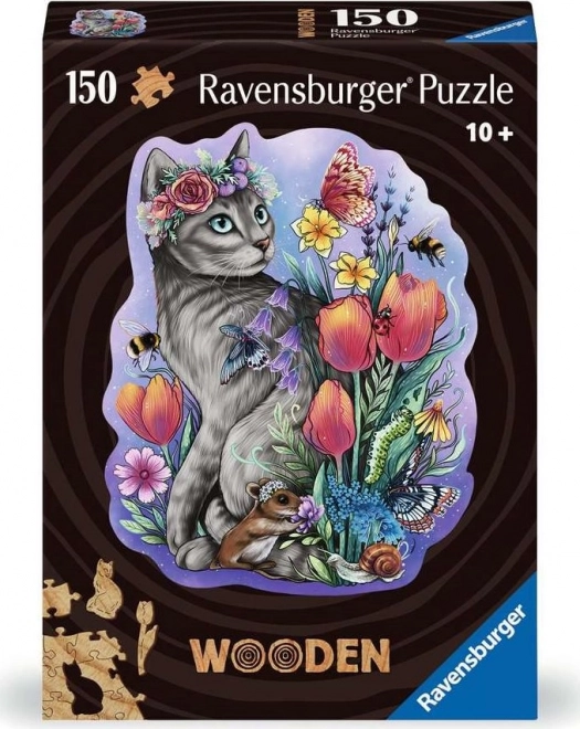 Lesena obrisna sestavljanka Čarobna mačka 150 koščkov Ravensburger
