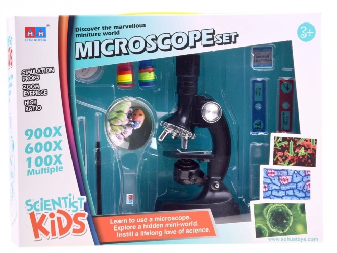 Mikroskop s pripomočki za mladega znanstvenika