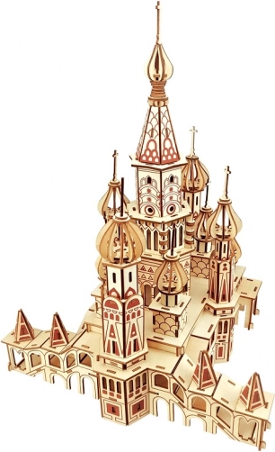 Woodcraft lesene 3D sestavljanke Cerkev Vasilija Blaženega – naravno