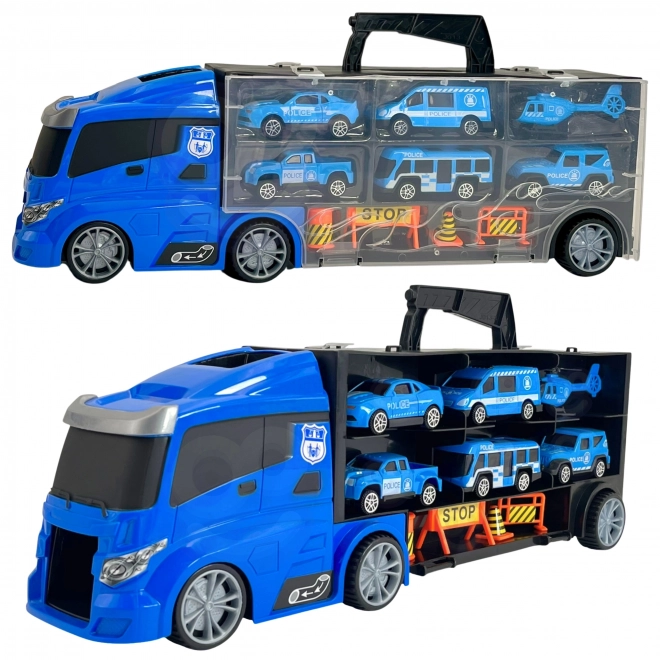 Tovornjak s transporterjem 3v1 Modra Policija