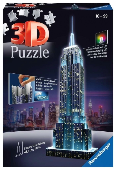 RAVENSBURGER Siječa 3D sestavljanka Nočna izdaja Empire State Building 216 kosov