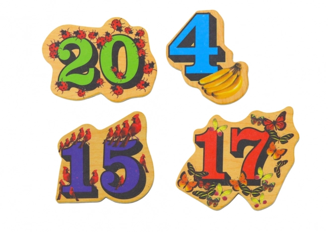 Magnetne lesene številke s slikami 20 kos