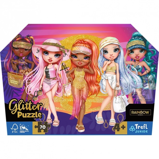 Sestavljanka z bleščicami 70 kosov v kovčku Glitter Dolls Rainbow High