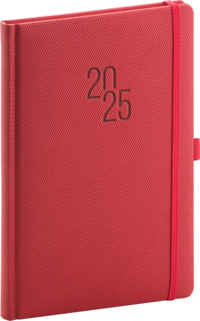 Tedenski dnevnik Diamante 2025, rdeč, 15 × 21 cm