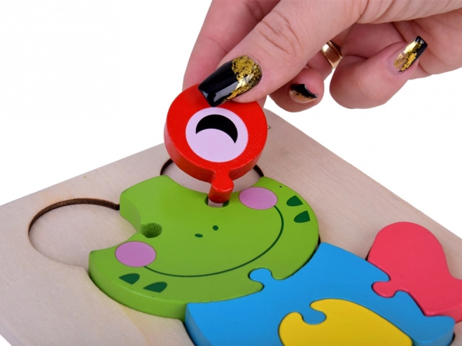 Lesena 3D sestavljanka Žaba Montessori