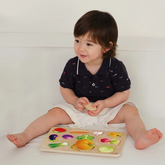 Lesena montessori sestavljanka z zelenjavo