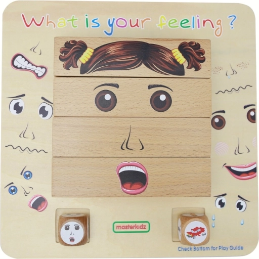 Lesena izobraževalna igra EMOTIONS podjetja Masterkidz – montessori tabla čustev