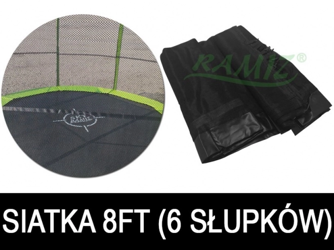 SkyRamiz Varnostna mreža črne barve za vrtno trampolin 244 cm/8FT 6 stebriščnih tunelov