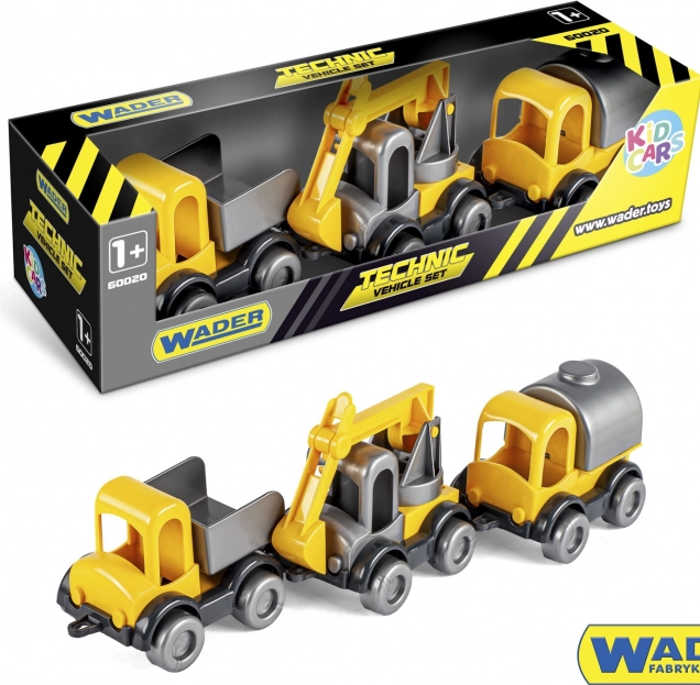Komplet gradbenih vozil Kid Cars 3 kosi plastika 10 cm WADER