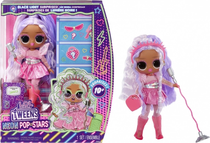 L.O.L. Surprise! Tweens Neon Pop Stars Kitty K punčka z UV presenečenjem