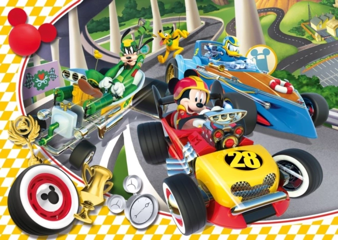 Clementoni puzzle Mickey in dirkači – dirka, 15 koščkov