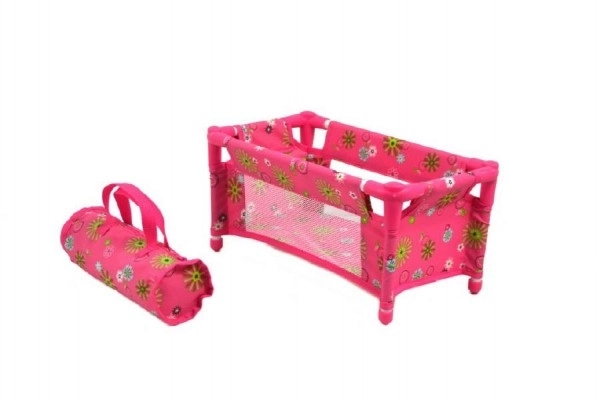 Posteljica za punčke kovinska/plastična v zložljivi torbi 27x14x10cm v vrečki